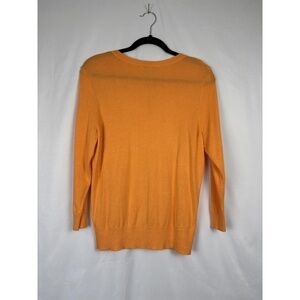 Halogen Lightweight Cardigan Women’s Large Orange Button Front Sheer Soft